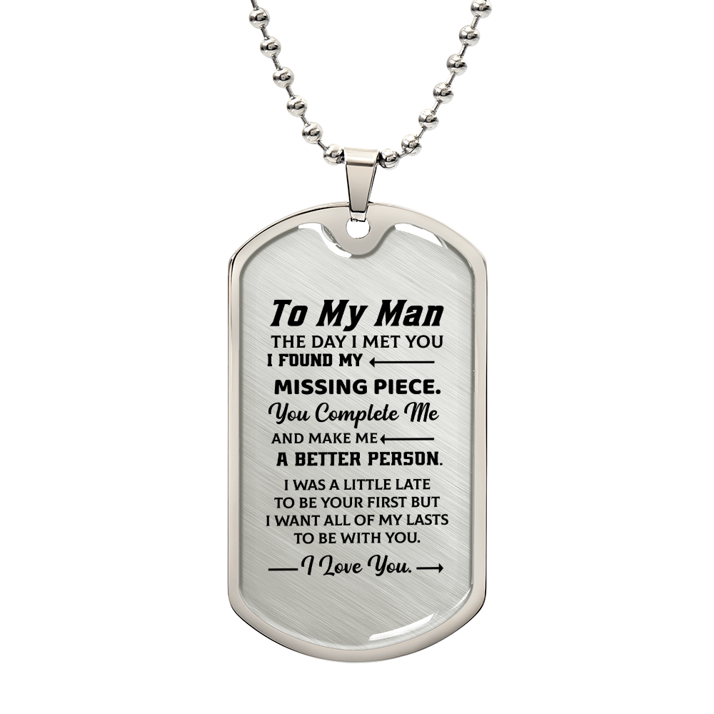 To my man Luxury Graphic Dog Tag Necklace - Beauty Belliss
